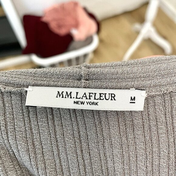 MM LaFleur Side Slit Ribbed Lightweight Cardigan Sweater Topper Gray size Medium - Picture 7 of 8